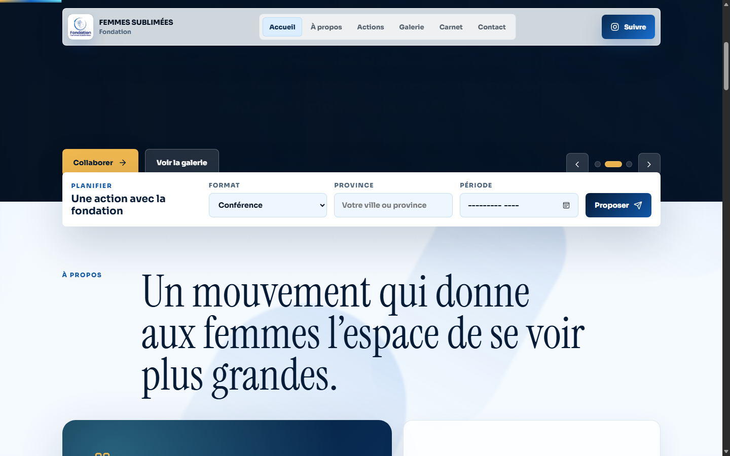 Capture du site Fondation Femme Sublime